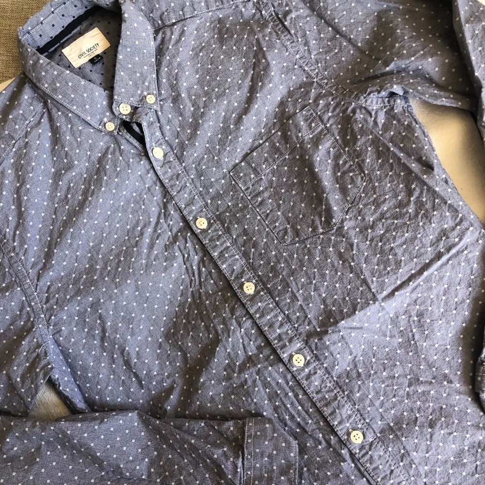 Mens Civil Society Size Small Button-Down Woven Dress Shirt